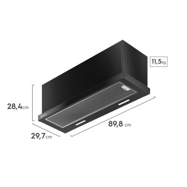 CAMPANA COCINA EXTRACTORA RETRACTIL 90CM LUZ LED DE9RI NEGRA - 3