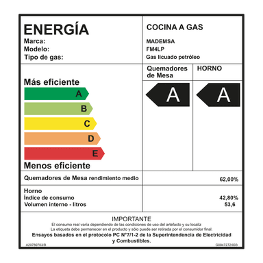 COCINA A GAS 4 PLATOS LIMPIAFACIL Y TAPA VIDRIO FM4LP NEGRA - 4