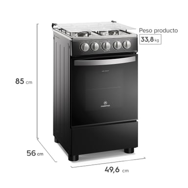 COCINA A GAS 4 PLATOS LIMPIAFACIL Y TAPA VIDRIO FM4LP NEGRA - 5