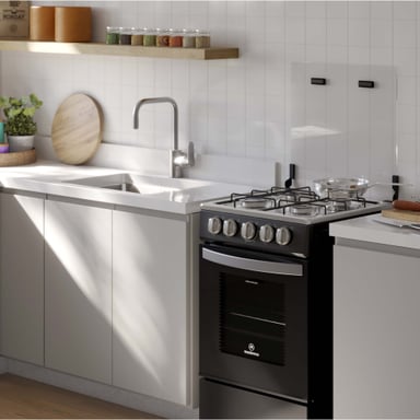 COCINA A GAS 4 PLATOS LIMPIAFACIL Y TAPA VIDRIO FM4LP NEGRA - 11
