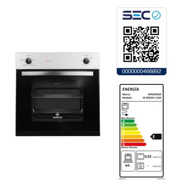 HORNO EMPOTRABLE ELE CTRICO 66L TIMER M SPAZIO 110A GRIS - 10