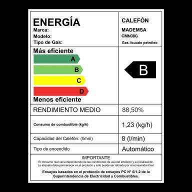 CALEFONT GAS LICUADO 8 LITROS TIRO NATURAL IONIZADO CMN08G - 8