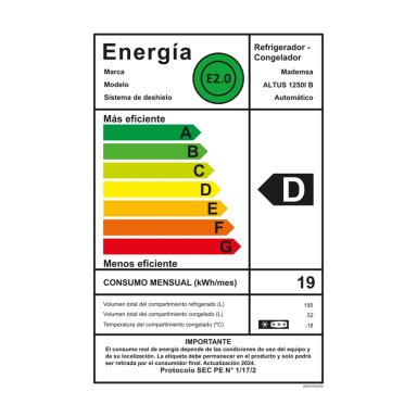 REFRIGERADOR 247L NO FROST TOP FREEZER INVERTER ALTUS 1250 B - 12