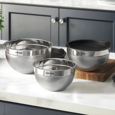 SET BOWLS ACERO INOXIDABLE MULTIUSO FENSA TAPA PLASTICO 3 UN - 2