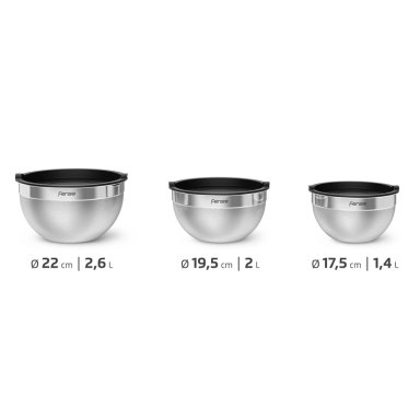 SET BOWLS ACERO INOXIDABLE MULTIUSO FENSA TAPA PLASTICO 3 UN - 4