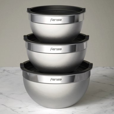 SET BOWLS ACERO INOXIDABLE MULTIUSO FENSA TAPA PLASTICO 3 UN - 10