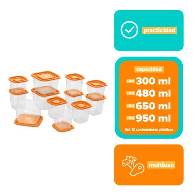 SET CONTENEDORES DE PLASTICO HERME TICOS MADEMSA 12 UN - 2