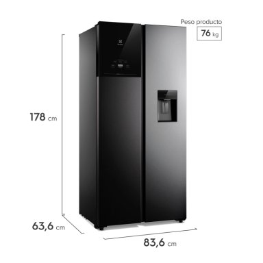 REFRIGERADOR ELECTROLUX NO FROST SIDE BY SIDE INVERTER 436L ES40WB BLACK - 2