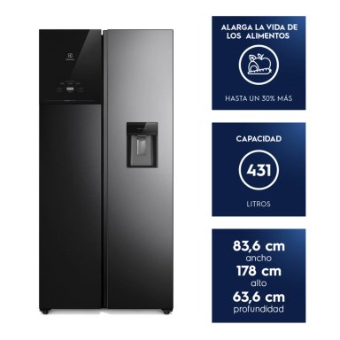 REFRIGERADOR ELECTROLUX NO FROST SIDE BY SIDE INVERTER 436L ES40WB BLACK - 3