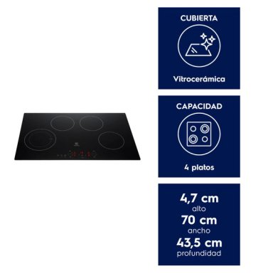 ENCIMERA ELE CTRICA 4 PLATOS VITROCERAMICA PANEL TOUCH VE7DT - 3