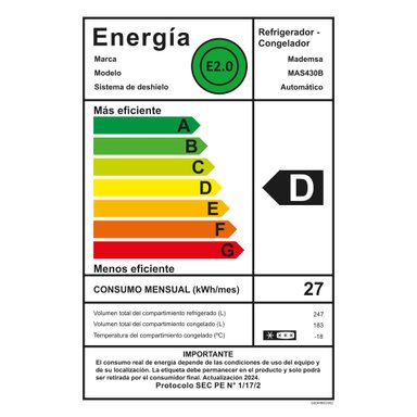 REFRIGERADOR 430L NO FROST SIDE BY SIDE INVERTER MAS430B NEGRO - 5