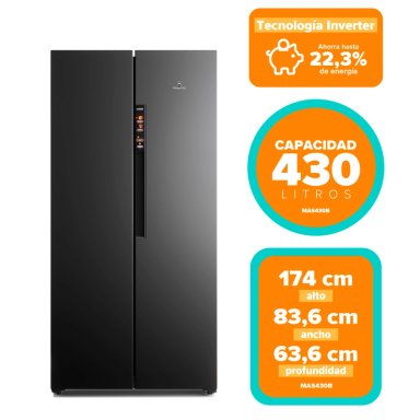 REFRIGERADOR 430L NO FROST SIDE BY SIDE INVERTER MAS430B NEGRO - 7