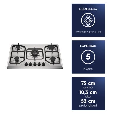 ENCIMERA A GAS 5 PLATOS EXPERIENCE MULTI LLAMA KE5XC INOX - 3