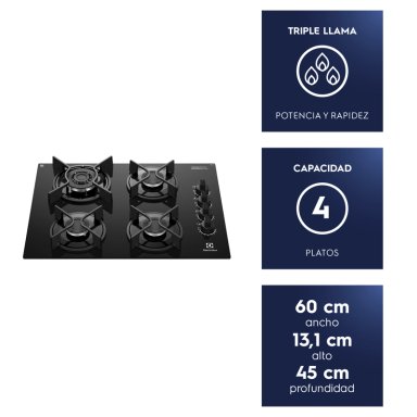 ENCIMERA A GAS 4 PLATOS EXPERIENCE TRIPLE LLAMA KE4GC - 8