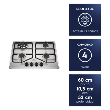 ENCIMERA A GAS 4 PLATOS EXPERIENCE MULTI LLAMA KE4XC INOX - 8