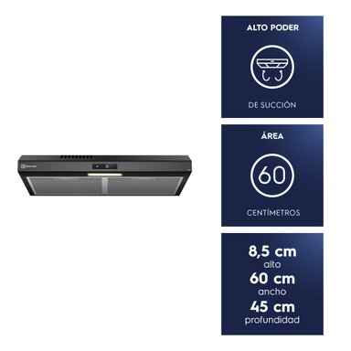 CAMPANA DE COCINA EXTRACTORA 60CM ALTO PODER SUCCION DE6TB - 4