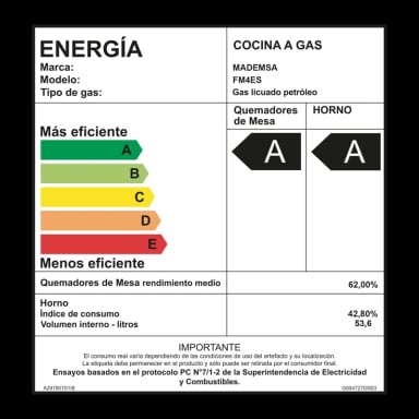 COCINA A GAS 4 PLATOS LIMPIAFACIL Y PARRILLAS ALAMBRON FM4ES - 4