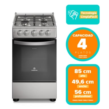 COCINA A GAS 4 PLATOS LIMPIAFACIL Y PARRILLAS ALAMBRON FM4ES - 6