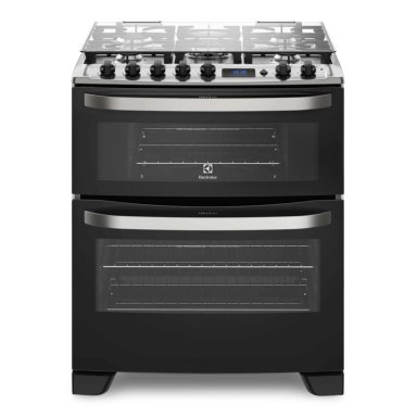 COCINA A GAS 5 PLATOS DOBLE HORNO TIMER DIGITAL 76DBA NEGRA - 1