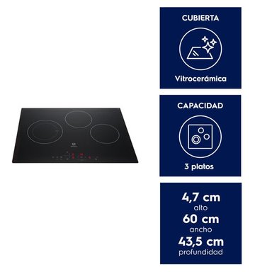 ENCIMERA ELE CTRICA 3 PLATOS VITROCERAMICA PANEL TOUCH VE6DT - 5