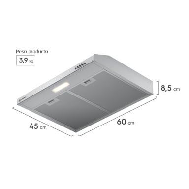 CAMPANA DE COCINA EXTRACTORA 60CM GRAN PODER SUCCION DM6SS - 2