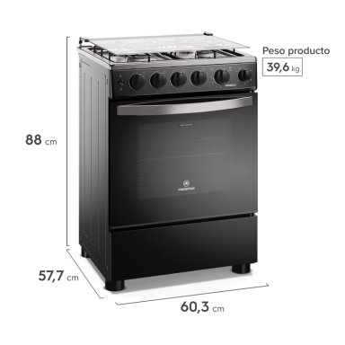 COCINA A GAS 4 PLATOS HORNO VAPOR Y TEMPORIZADOR FM4TPC NEGRA - 12