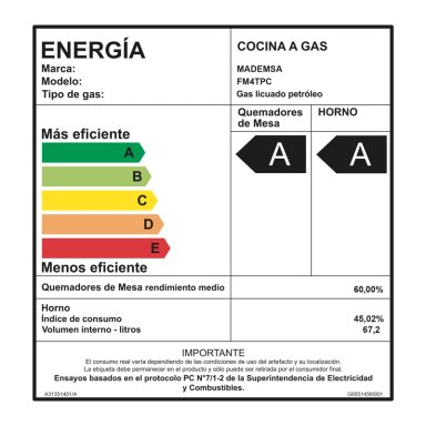 COCINA A GAS 4 PLATOS HORNO VAPOR Y TEMPORIZADOR FM4TPC NEGRA - 14