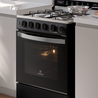 COCINA A GAS 4 PLATOS HORNO VAPOR Y TEMPORIZADOR FM4TPC NEGRA - 9