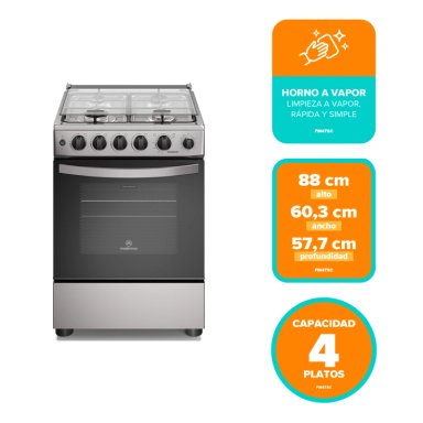 COCINA A GAS 4 PLATOS HORNO VAPOR Y TEMPORIZADOR FM4TSC SILVER - 3