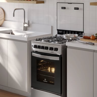 COCINA A GAS 4 PLATOS HORNO VAPOR Y GRILL FM4FSC INOX - 3