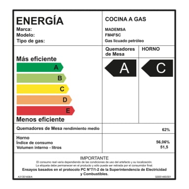 COCINA A GAS 4 PLATOS HORNO VAPOR Y GRILL FM4FSC INOX - 5