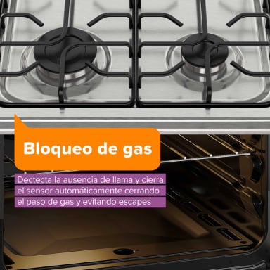COCINA A GAS 4 PLATOS HORNO VAPOR Y GRILL FM4FSC INOX - 11