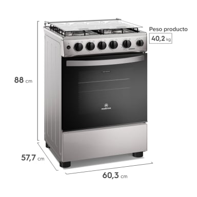 COCINA A GAS 4 PLATOS HORNO VAPOR Y GRILL FM4PSC INOX - 10