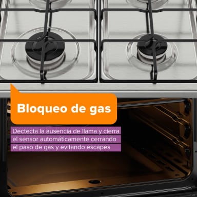 COCINA A GAS 4 PLATOS HORNO VAPOR Y GRILL FM4PSC INOX - 5