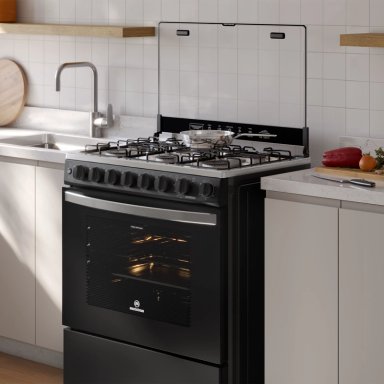 COCINA A GAS 6 PLATOS HORNO VAPOR Y PARRILLA PLETINA FM6SPC NEGRA - 11