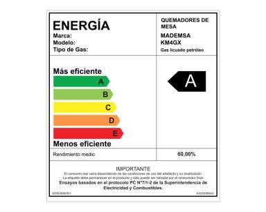 ENCIMERA A GAS 4 PLATOS ENCENDIDO AUTOMATICO KM4GX INOX - 3
