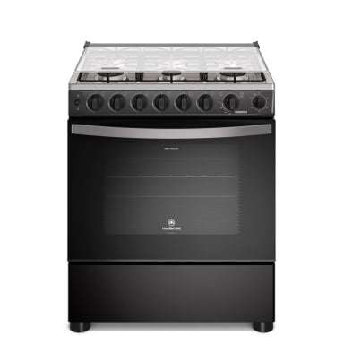 COCINA A GAS 6 PLATOS HORNO VAPOR Y PARRILLA PLETINA FM6SPC NEGRA - 1