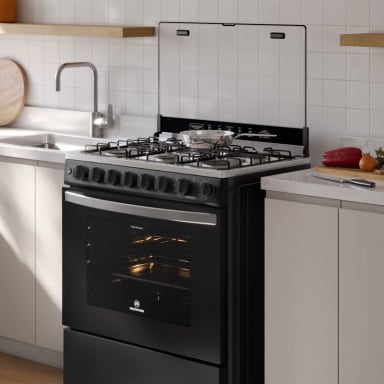 COCINA A GAS 6 PLATOS HORNO VAPOR Y PARRILLA PLETINA FM6SPC NEGRA - 3