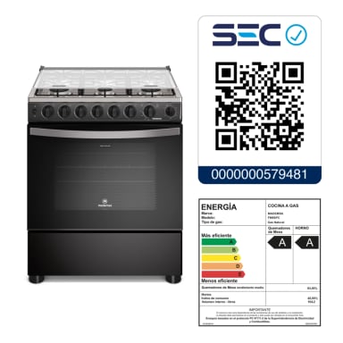 COCINA A GAS 6 PLATOS HORNO VAPOR Y PARRILLA PLETINA FM6SPC NEGRA - 4