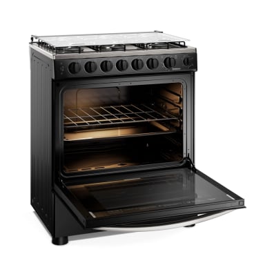 COCINA A GAS 6 PLATOS HORNO VAPOR Y PARRILLA PLETINA FM6SPC NEGRA - 10