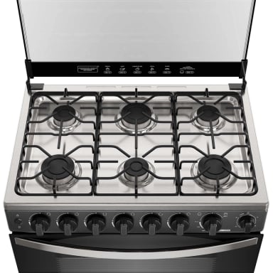 COCINA A GAS 6 PLATOS HORNO VAPOR Y PARRILLA PLETINA FM6SPC NEGRA - 11