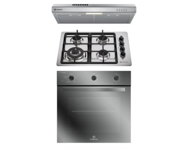KIT EMPOTRABLE HORNO OM6TX + ENCIMERA KM4TX + CAMPANA DM6SS - 1