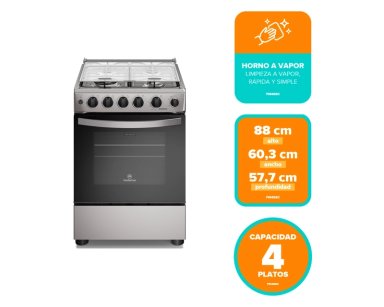 COCINA A GAS 4 PLATOS HORNO VAPOR Y TRIPLE LLAMA FM4SSC INOX - 2