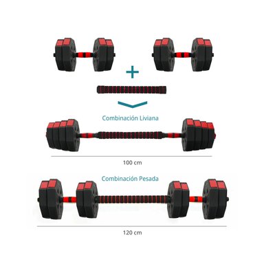 SET BODYTRAINER MANCUERNA HEXAGONAL AJUSTABLE 30 KG - 2