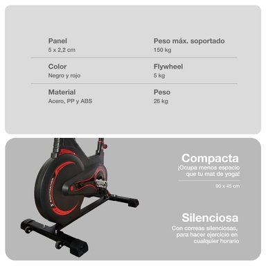 BICICLETA SPINNING MAGNÉTICA 5KG BODYTRAINER MG5 CON SENSOR - 4
