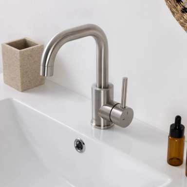 MONOMANDO LAVAMANOS ACERO INOXIDABLE MODELO NOVARA INOX SATINADO - 4