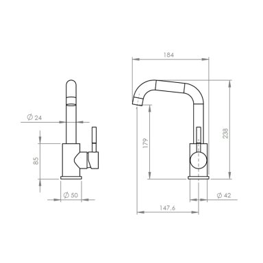 MONOMANDO LAVAMANOS ACERO INOXIDABLE MODELO NOVARA INOX SATINADO - 6