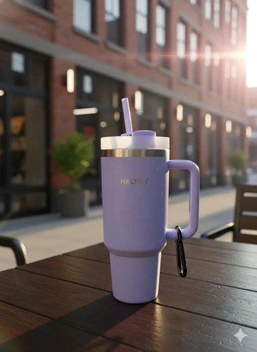 TERMO 1.2 L ACERO INOXIDABLE HALTEN MODELO GRANDE CON TAPA MORADO - 3