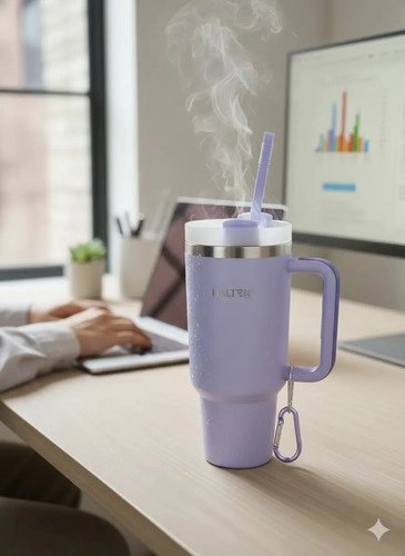 TERMO 1.2 L ACERO INOXIDABLE HALTEN MODELO GRANDE CON TAPA MORADO - 4