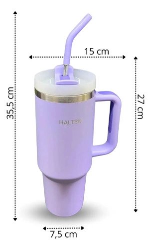 TERMO 1.2 L ACERO INOXIDABLE HALTEN MODELO GRANDE CON TAPA MORADO - 7